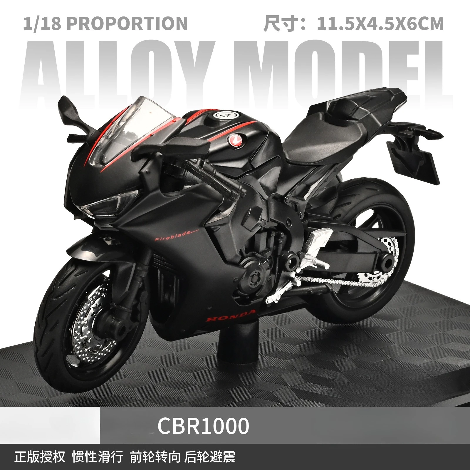 1:18 Scale Motorcycle Model Toy with Shock-Absorber Suspension - Off-Road Autobike Collection