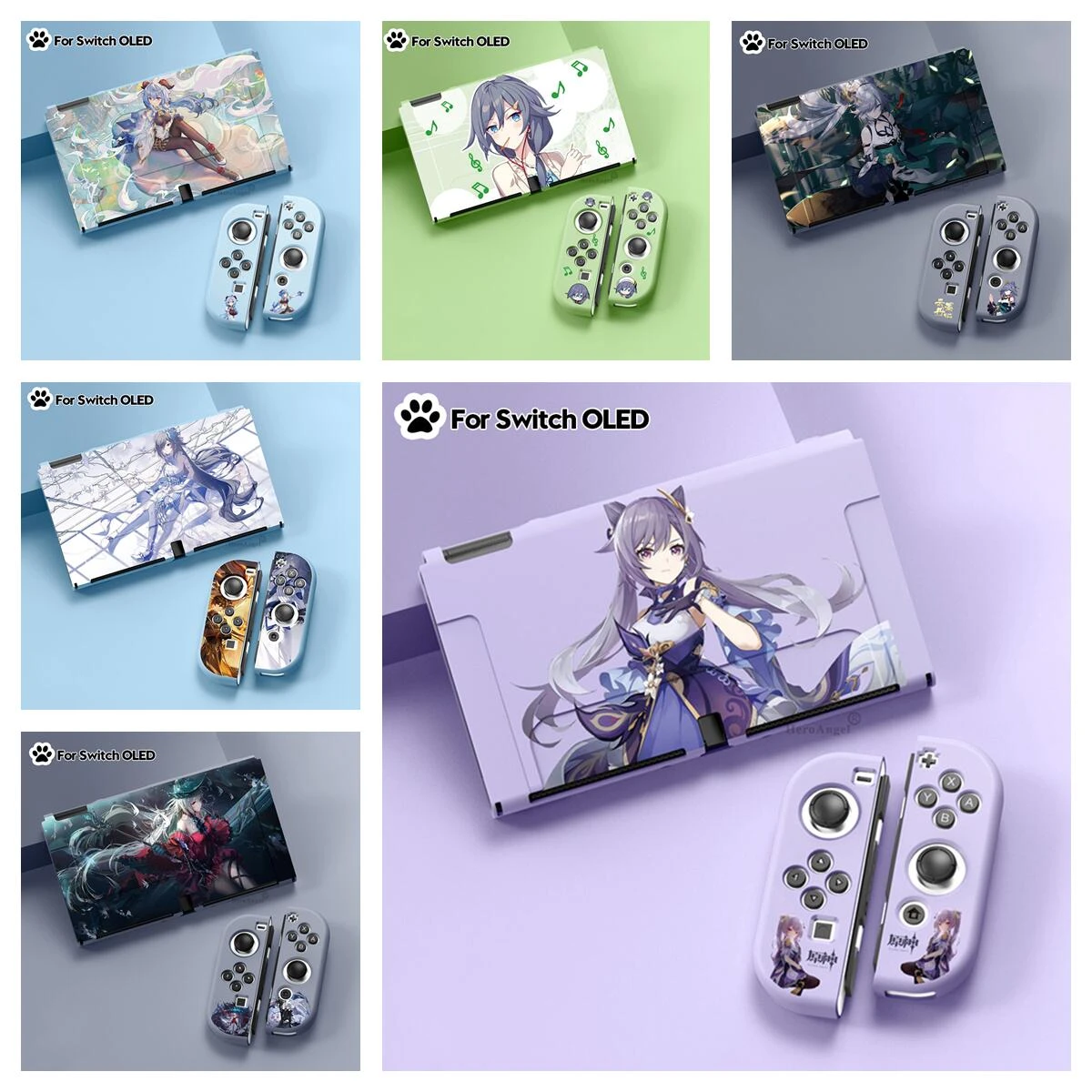 Lovely Girls Purple Shell For Nintendo Switch Oled Case Soft Tpu Cover ...