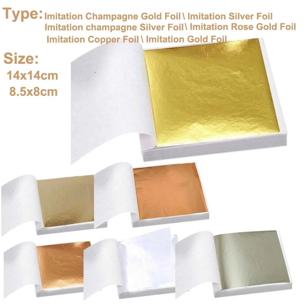 Imitation Gold  Silver Foil Paper - 100pcs DIY Craft Sheets for Resin Candle Plaster Nail Art Home Decoration
