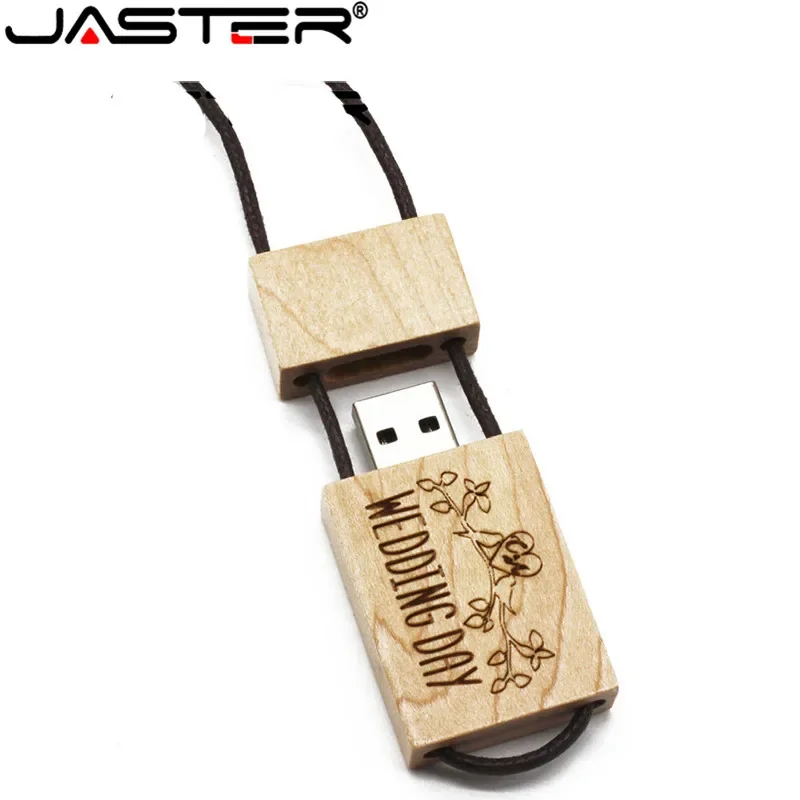 JASTER 매는 밧줄 나무 USB 플래시 드라이브 레드 우드 Pendrive 4GB 8GB 16GB 32GB 64GB 대나무 메모리 스틱 로고 조각 결혼 선물