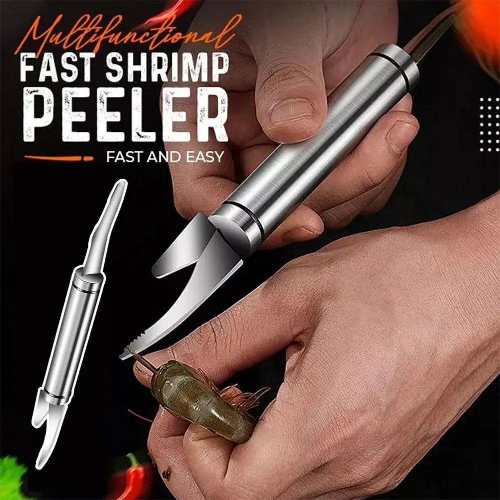 

6 In 1 Multifunctional Fast Shrimp Peeler Stainless Steel Shrimp Line Cutting Scraping Digging Fish Scales Knife Kitchen Tools