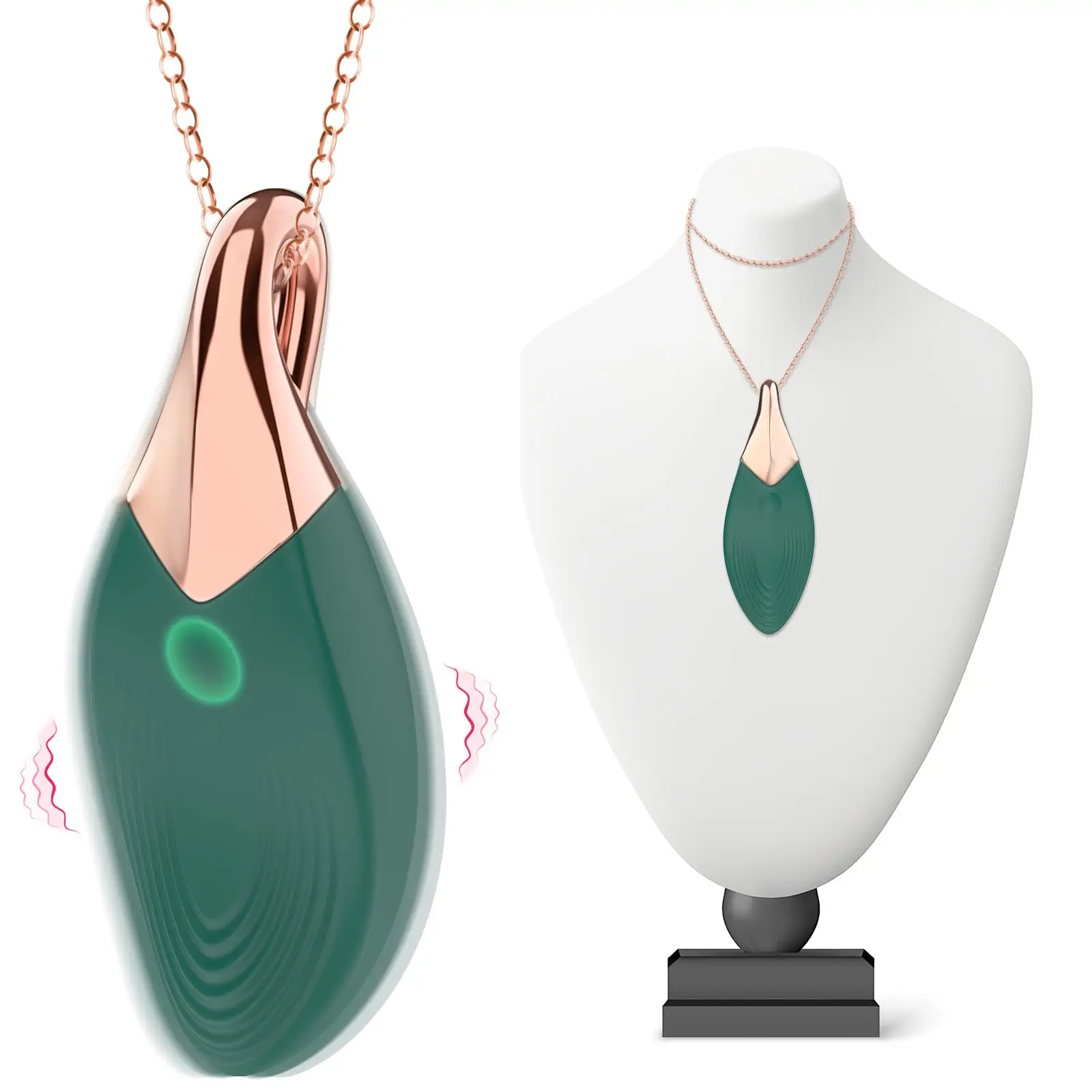Bullet Vibrator Necklace Shape Suitable for Clitoral Nipple Stimulator, Mini G-Spot Vibrator Silicone Massager, with 10 Vibrati