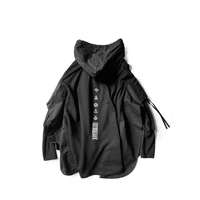 Black Japanese Streetwear Trench Coats Techwear Hoodie Jackets for Men - Image 3