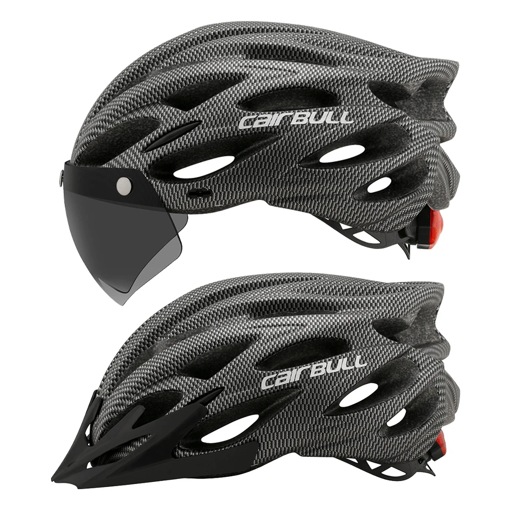 

CAIRBULL Ultralight Bicycle Cycling Safety Helmet Bicycle Carry Taillight Helmet Removable Lens Visor Mountain Road Bike Helmet