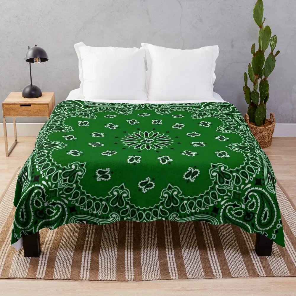 

Green bandana Throw Blanket Polar for winter bed plaid Giant Sofa Blankets