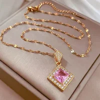 Ensemble de bijoux à géométrie exquise, collier carré, boucles d'oreilles, breloques pour dames, ensemble d'accessoires de mariée à la mode, cadeau romantique 5