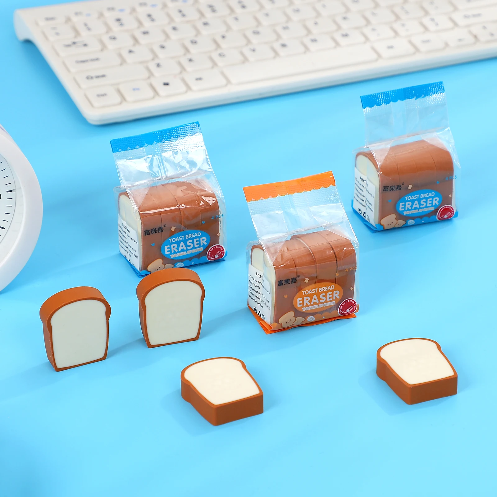Cute Simulation Toast Bread Eraser Creative Student Writing Drawing Rubber Pencil Eraser Funny School Supplies Kawaii Stationery pencil eraser