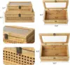 Rattan and Cane Stacking Boxes with Glass Top Lid - Set of 2 for Boho, and Rustic Farmhouse Decor 4