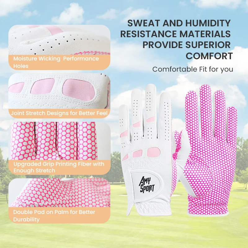 Golf Gloves Womens Ladies 3/6 Pack Glove Left Hand Right Hand, Wet Hot Cool Rain Grip Weathersof All Weather 2