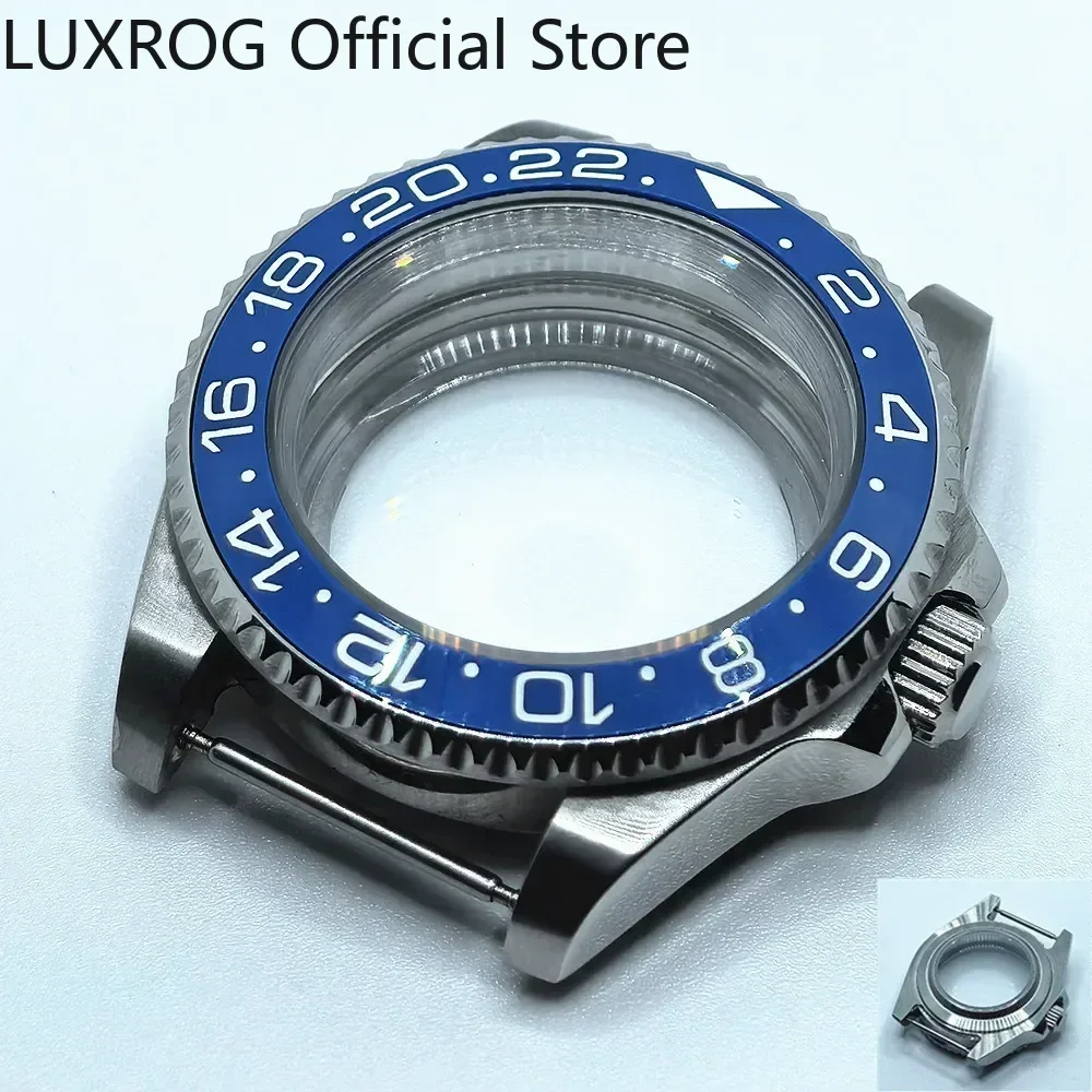 Stainless Steel 40MM Black Blue Ceramic Insert Watch Case