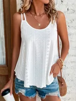 Large Big 5xl Women Leisure Simple Boho Camis Tops Women's Hollow Out Top Pullovers New Summer Casual Beach Shirts Clothing