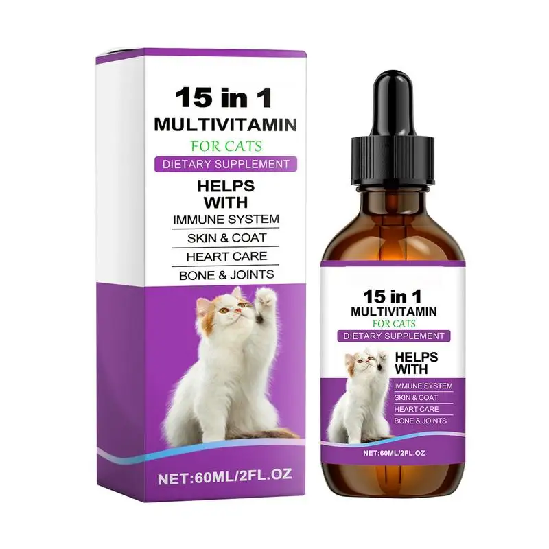 Body Care Drops For Cats 15 In 1 60ml For Supports Joint Skin & Coat