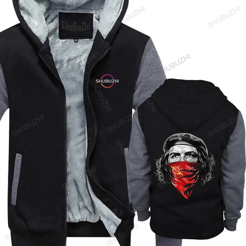 

Man fall winter thick hoodies funny black zipper jacket Che Guevara w Soviet Hammer and Sickle Red Bandana unisex men hoodie