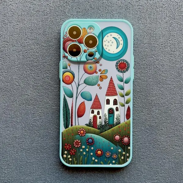 Hand Painted Forest House Phone Case For iphone 15 14 Pro Max Plus 11 13 12 Pro Max Mini X XR XS 7 8 Plus Shockproof Back Cover