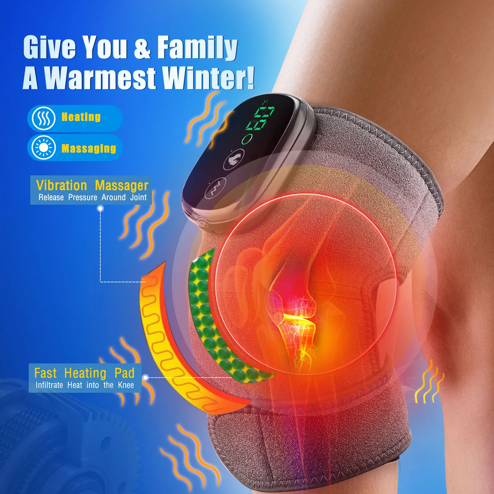 electric heating therapy knee vibration massage leg