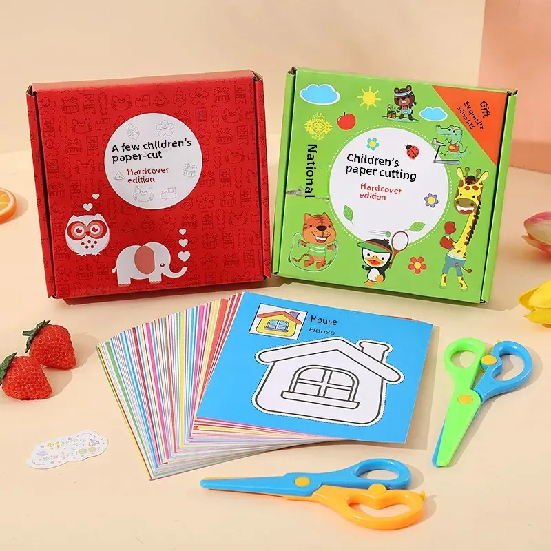 Children's Handcraft Paper Cutting Kit Kindergarten 3-6 Years Old Baby Entry DIY Making Material Package Educational Fun Toy
