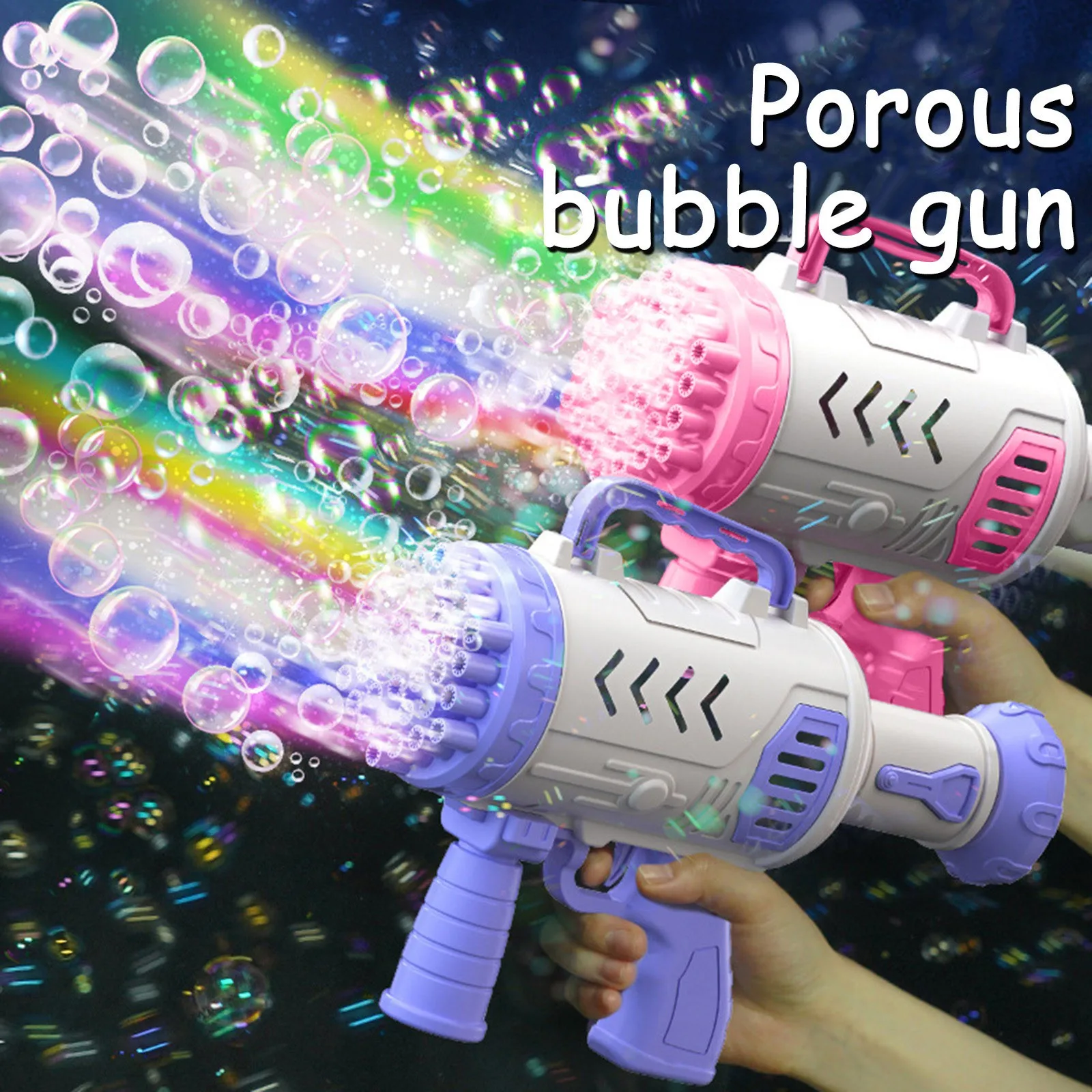 Soap Bubbles Gun Rocket 37 Holes Bubbles Machine Gun Launcher Automatic Blower Soap Toys For