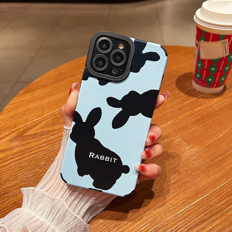 Funda de teléfono conejo bonita de piel suave para iphone_voghion.com