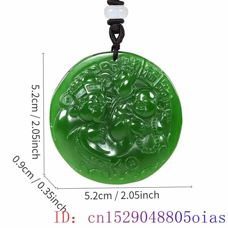 Pendentif porte-bonheur de 35 mm en jade verte naturelle sculptée à la
