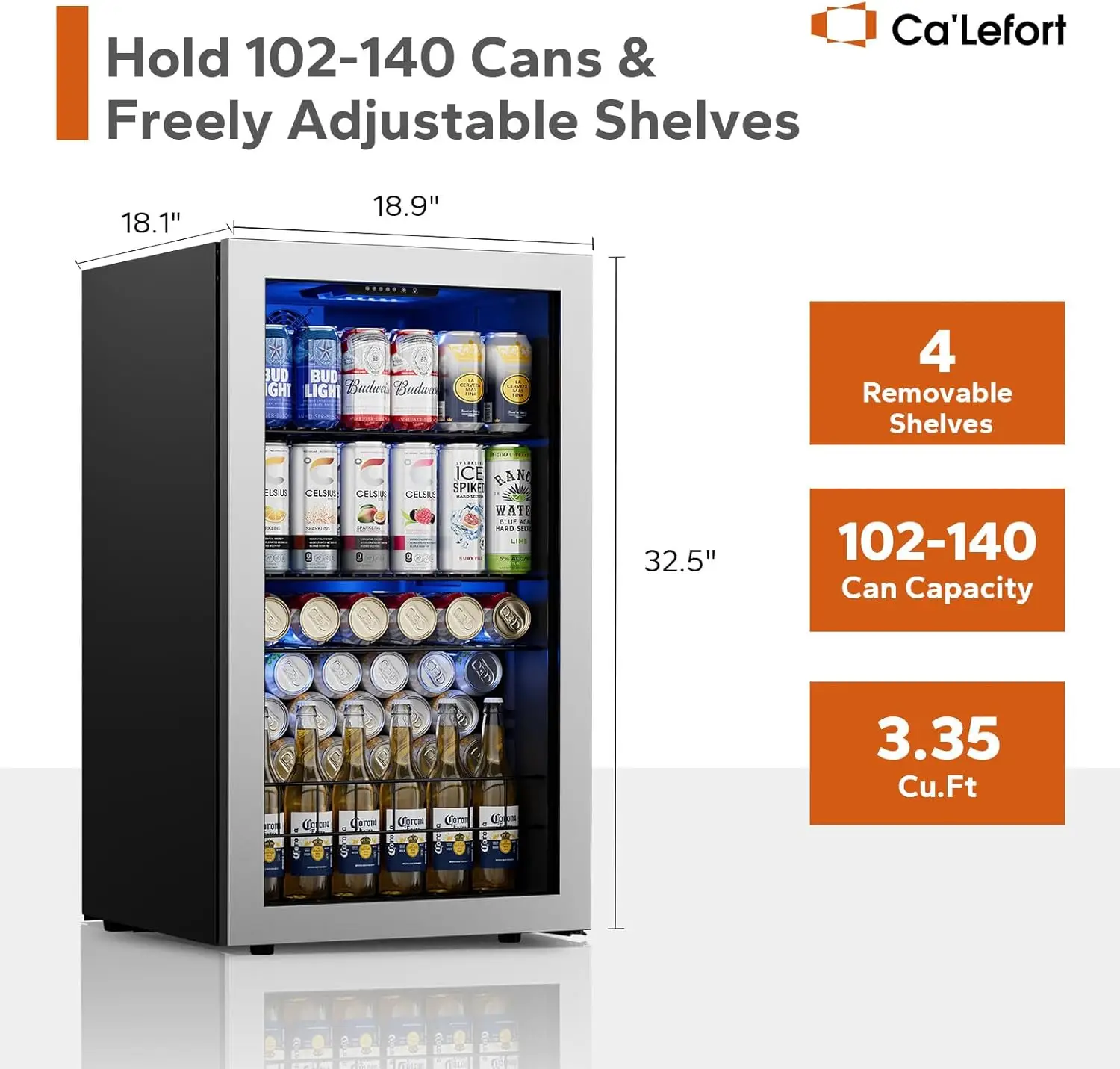 Beverage Refrigerator Cooler 140 Can Small Beverage Fridge Drink Fridge with Glass Door for Beer Soda Freestanding and Under