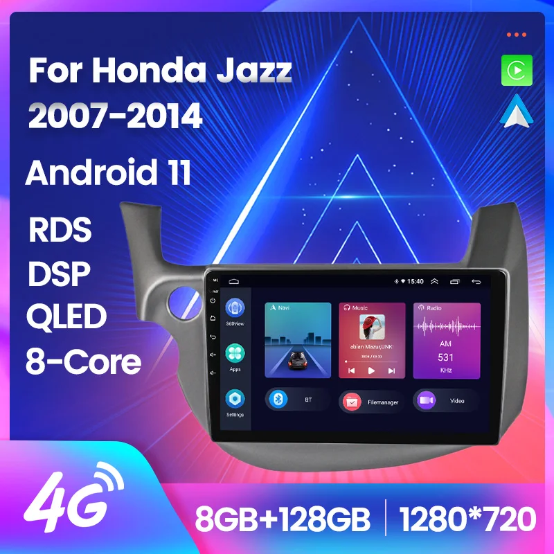

LHD 10”Android 11 8+128 Car Radio Stereo receiver For Honda Jazz 2007-2014 8-core GPS Navigation Carplay+Auto WiFi+4G DSP RDS BT