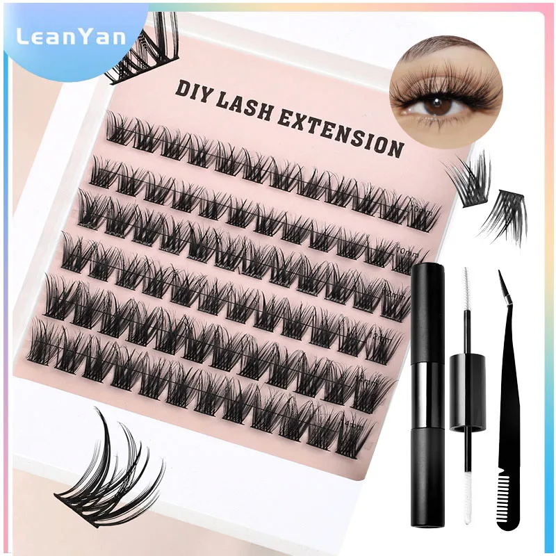 

Hot Selling Beauty Mixed Size 10mm 12mm 14mm False Eyelashes Div Lashes Extension Kit For Makeup