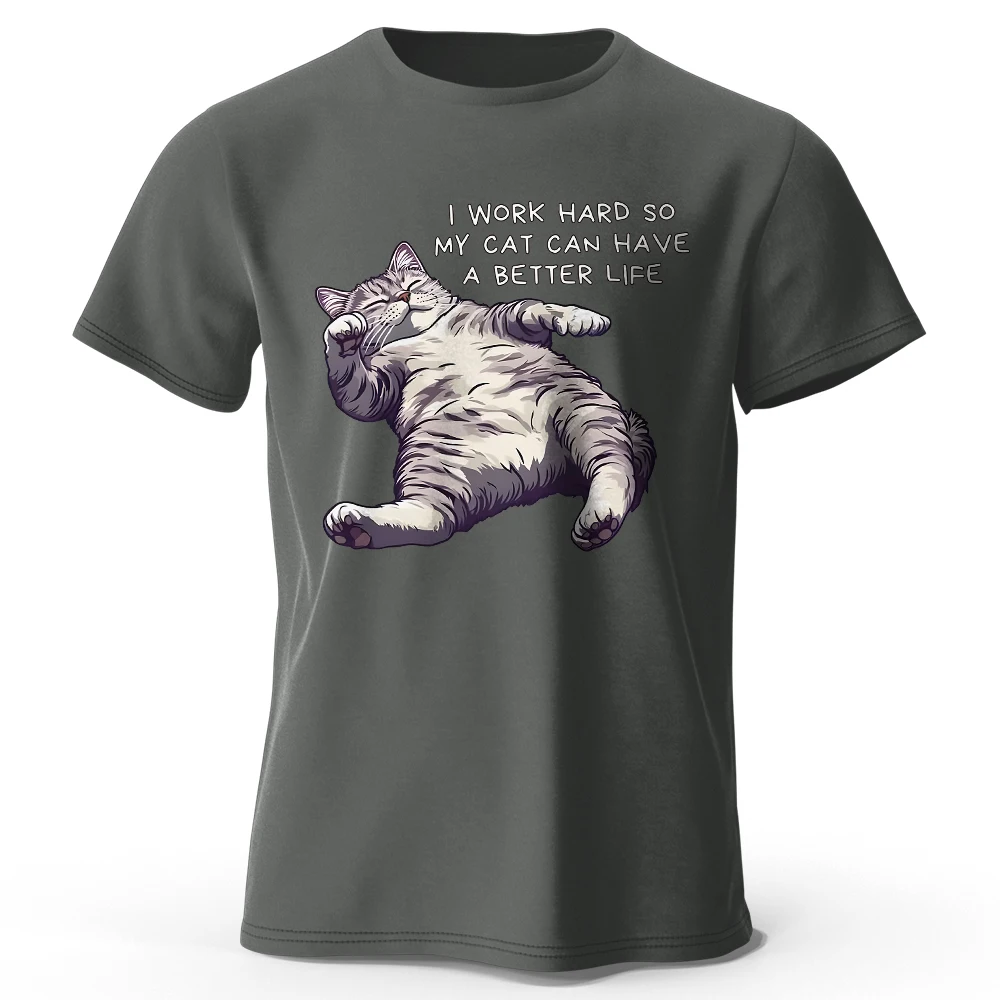 Charming Cat Lover 100% Cotton Tee - Soft & Breathable Round Neck Short Sleeve Unisex Shirt