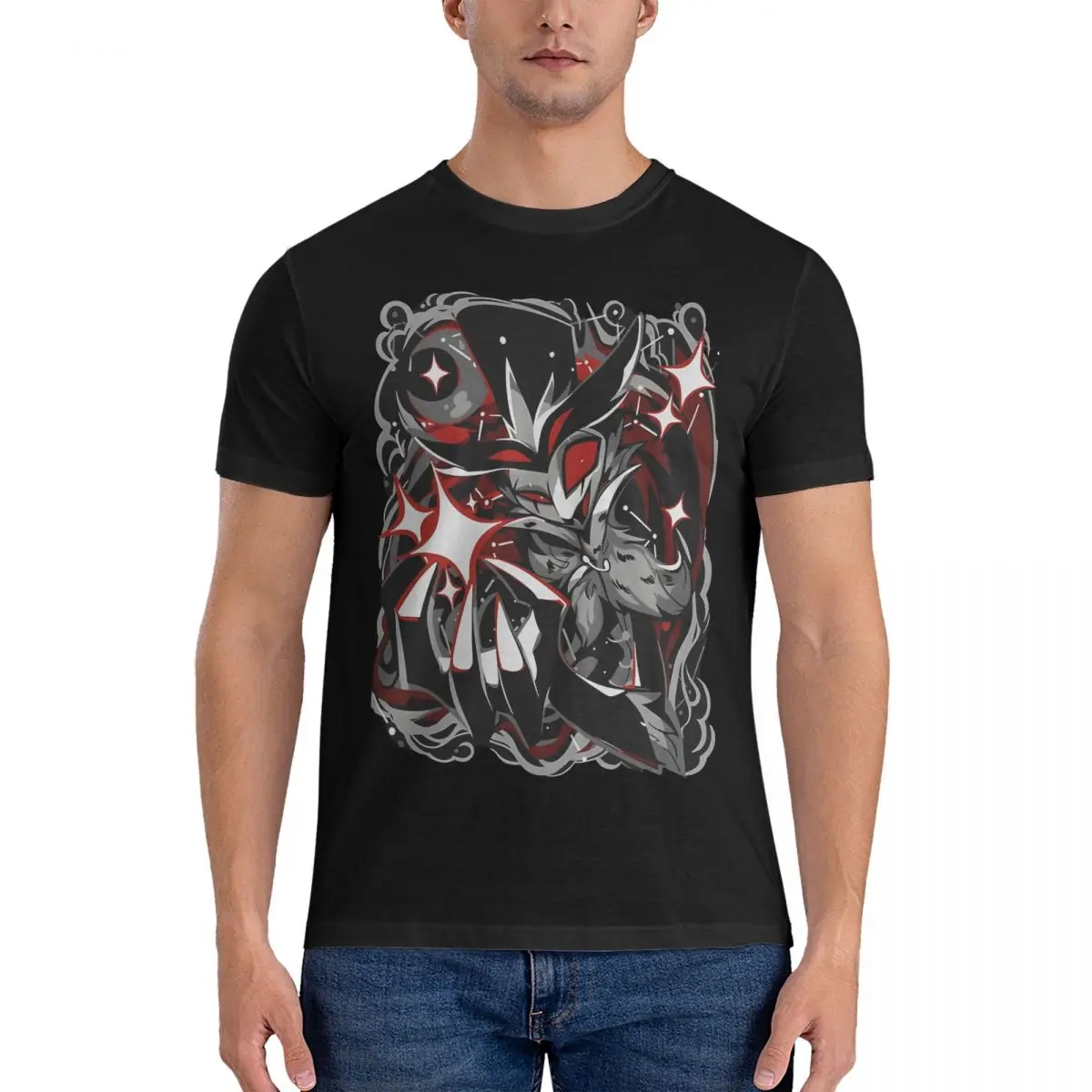 

Мужская футболка с надписью «Столица Демон»-«Helluva Bosss», удивительная футболка из 100% хлопка, футболки с короткими рукавами «Hazbins Hotels», футболки с круглым вырезом