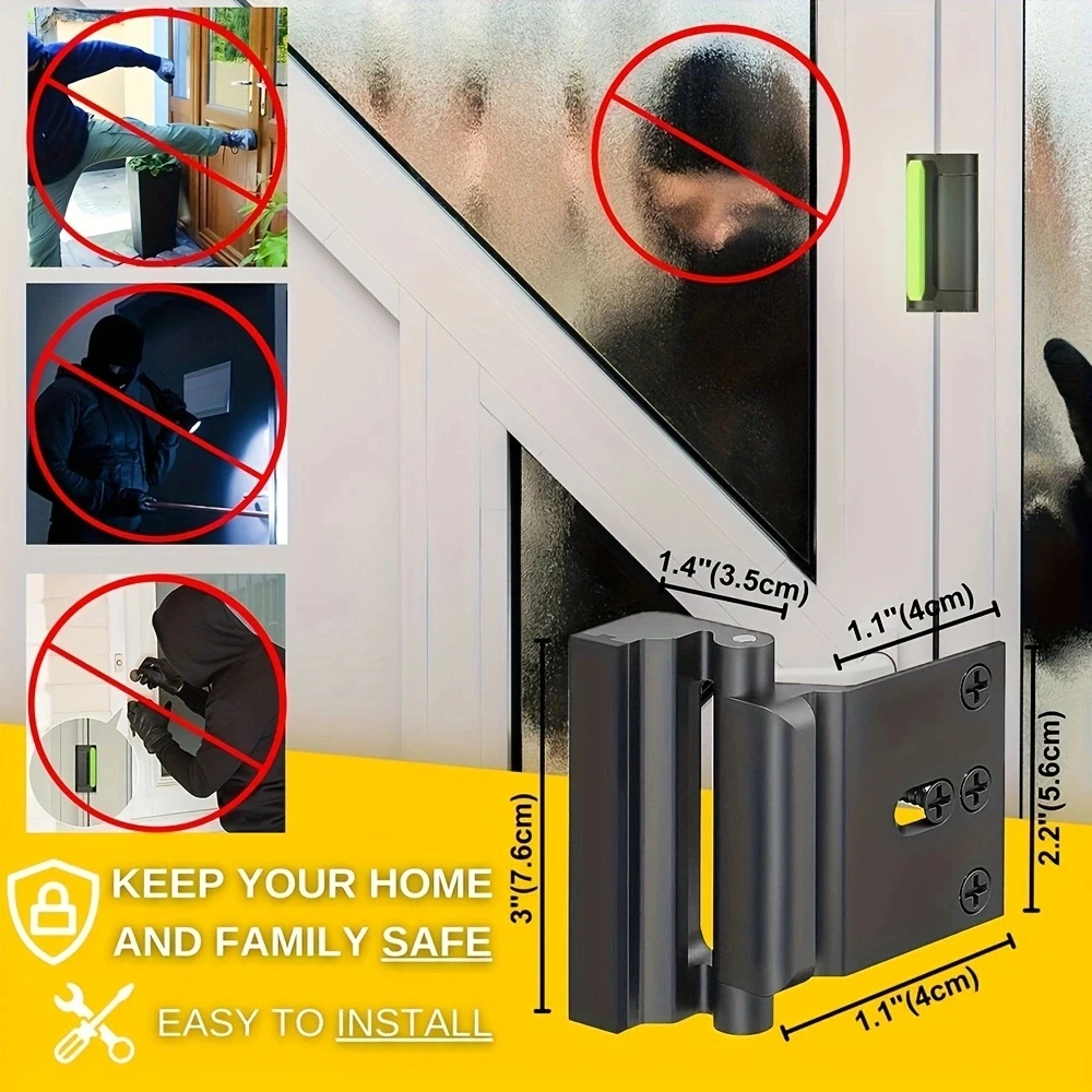 Home Anti-Theft Door Lock With 4 Screws, Childproof Reinforcement Lock, Can Withstand 800 Pounds Of Inward-Opening Door