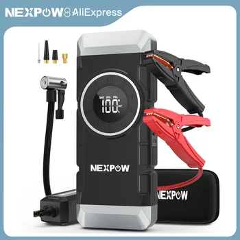 NEXPOW 2000A Accumulatori e caricabatterie di riserva per avviamento a corrente di picco con compressore d'aria da 150 PSI e torcia a LED per motori diesel da 8,5 litri a benzina e 8,0 litri