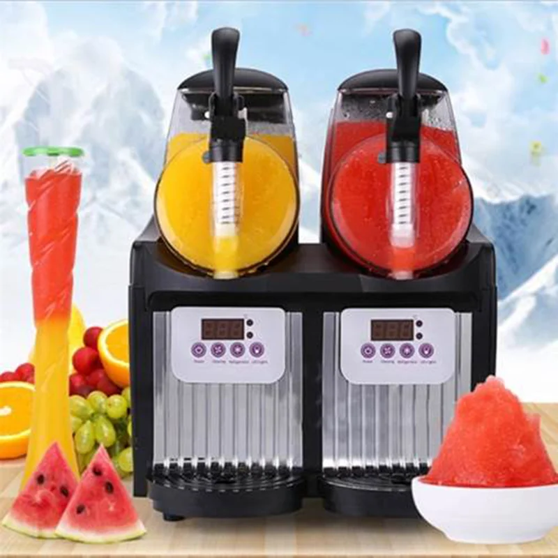 5L Commercial Slushy Machine 2.5L x 2 Double Tank Electric Automatic Slush Maker Machine Frozen Drink Snow Melting 300W