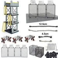 MOC WW2 Military 30104 92338 Chain Building Block Base Barbed Wire Parts City Figures Scene Accessory Fence Isolation Net Brick 1