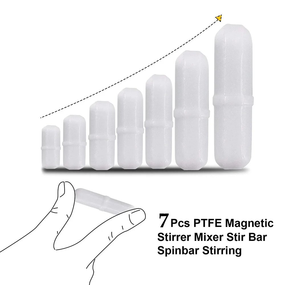 7 Pcs Stirring Bar White Magnets Laboratory Stirrer Magnetic Practical  Mixer Rod PTFE Material