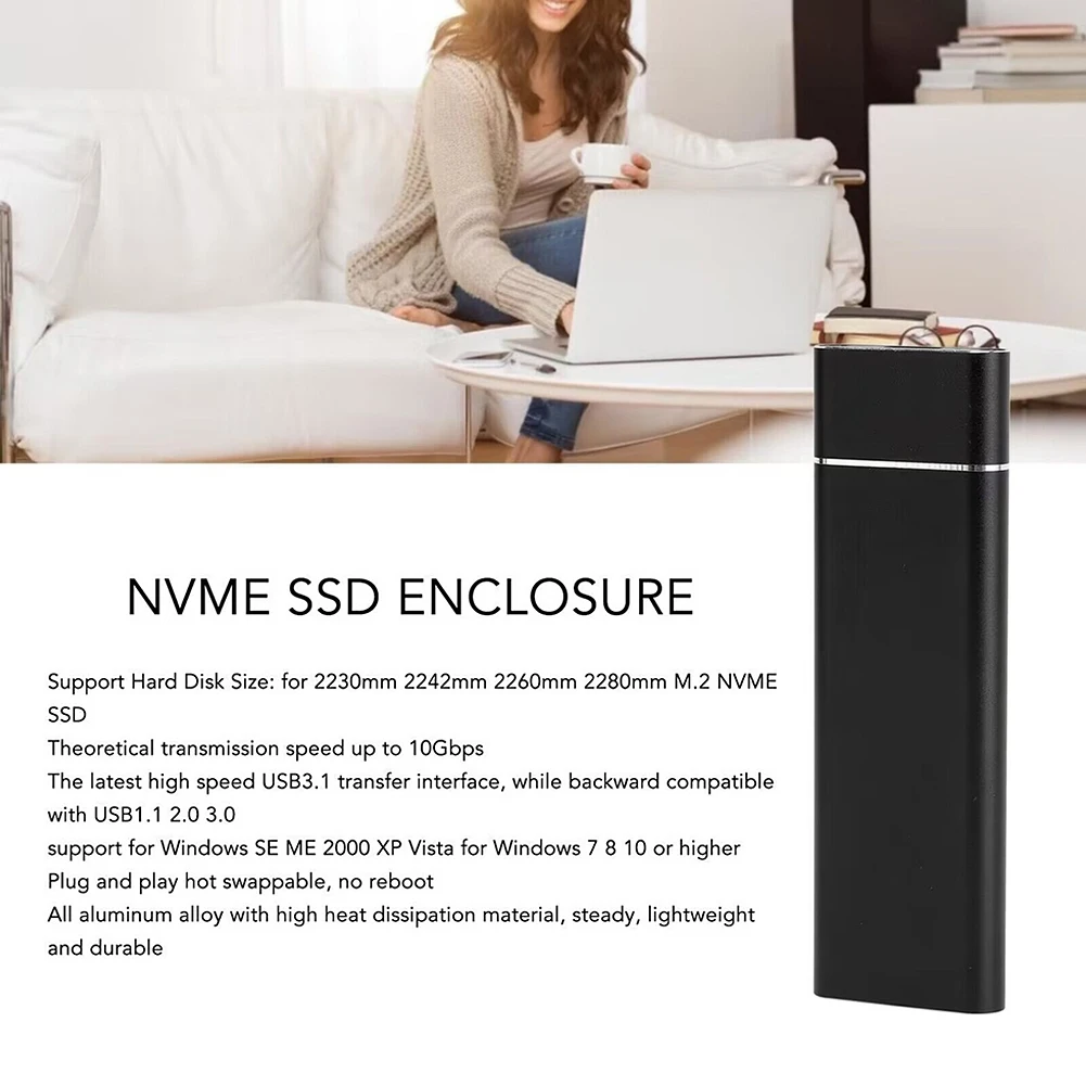 USB 3.1 TYPE-C M.2 NGFF SSD 인클로저, 2230, 2242, 2260/2280 SSD용 속도 6Gbps