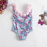 1-5Y Toddler Girls Swimsuits One Piece 2024 Fashion Beach Swimwear for Summer Bathing Suits Baby's Round Neck Ruffle Bath Bikini 5