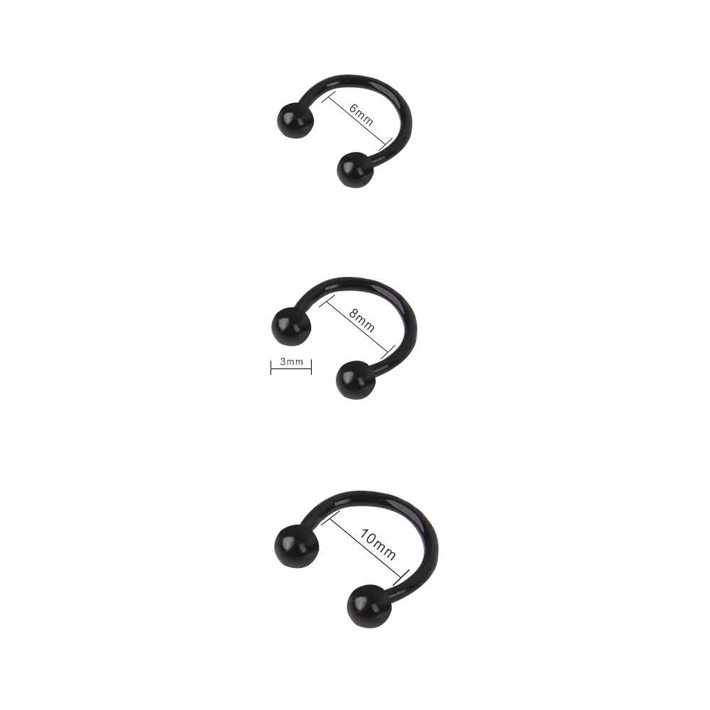 Stainless Steel Cone Spike Horseshoe Circular Septum Nose Ring Nipple Hoops Nose Septum Eyebrow Ear Piercing Body Jewelry 2Pcs