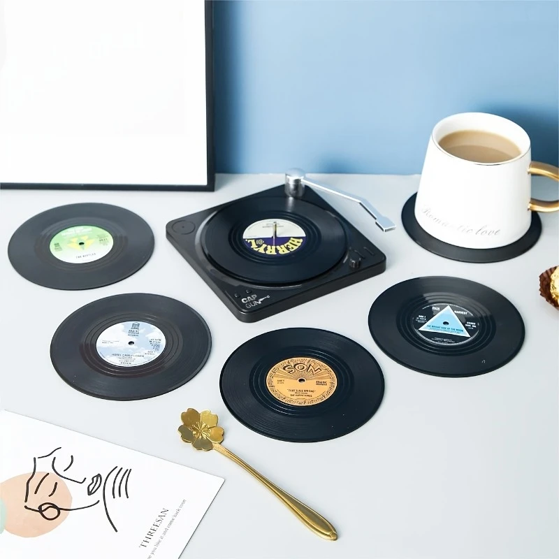 Music Vinyl Record Wood Ironing Non-slip Coaster