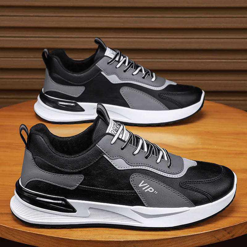 Leather shoes men sneakers canvas shoes Men's leather top casual sports forrest shoes Trend breathable canvas men flat shoes
