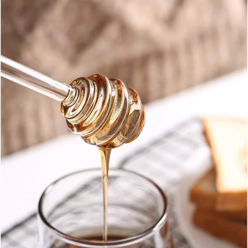 European Style Long Handle Honey Stick Glass Cup Household Solid Honey Stirring Stick Coffee Stirring Jam Transparent