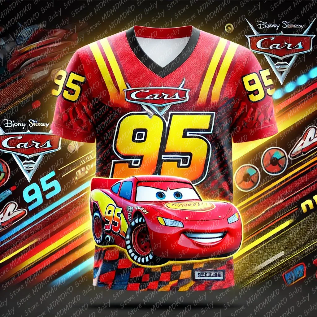 New Disney Cars McQueen Print Football Jerseys Summer Children