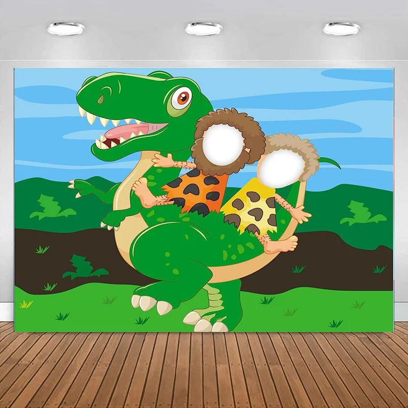 Happy Birthday Fondale Party Ride Tyrannosaurus Rex Dinosaur Decorations Banner Photo Props Tropical Photography Background