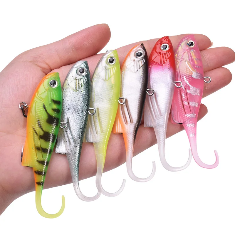 1Pcs VIB Silicone Soft Lure Sinking Glass Vibration Tail Noise Chamber  Crank Hooks Jig Wobblers Artificial Bait Sea Bass Tackle