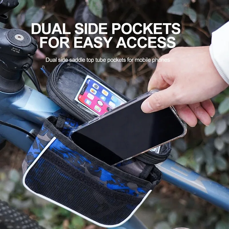 Waterproof Bicycle Frame Bag with Touchscreen Phone Holder