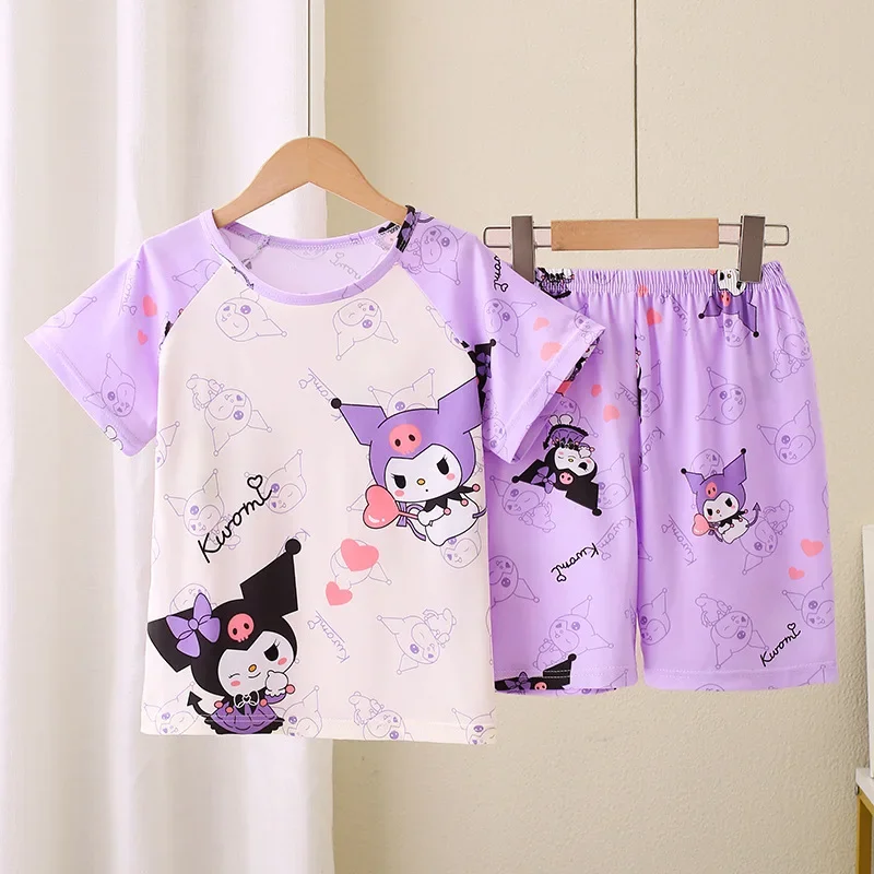 Summer Sanrio Children Pajamas Suit Cute Kuromi Kids