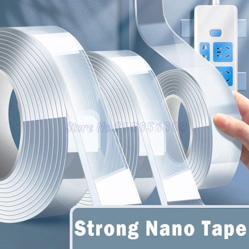 

1M/2M/3/5M Nano Tape Double Sided Tape Transparent NoTrace Reusable Waterproof Adhesive Tape Cleanable Home gekkotape