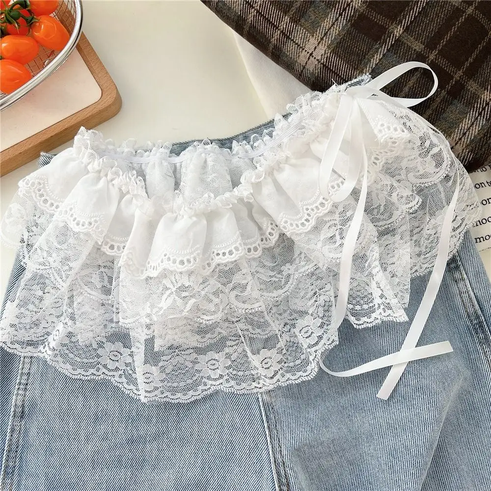 Korean All-match Style Flower Lace Layered Gauze Skirt Y2k Streetwear Pleated Lace Fungus Fart Curtain Bandage Tulle Dress