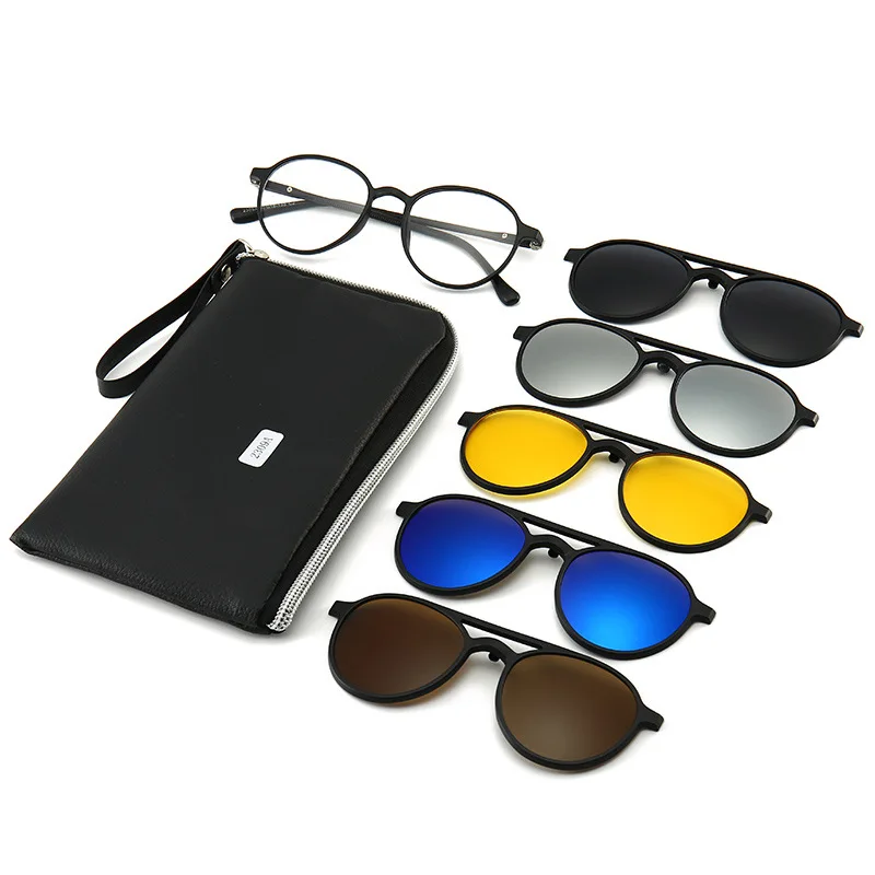 6PCS Magnetic Polarized Clip On Sunglasses for Night Driving Women Men Plastic Frame UV400 polarized sunglasses clip on sunglasses sunglasses clips