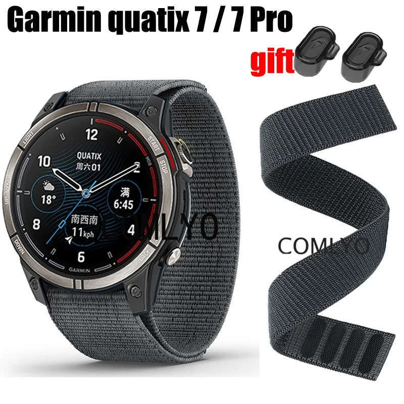 

NEW For Garmin quatix 7 Pro Strap Nylon Watch Band Hook&Look Soft Belt Watchband Charging Port Dustproof Plug Cover Cap