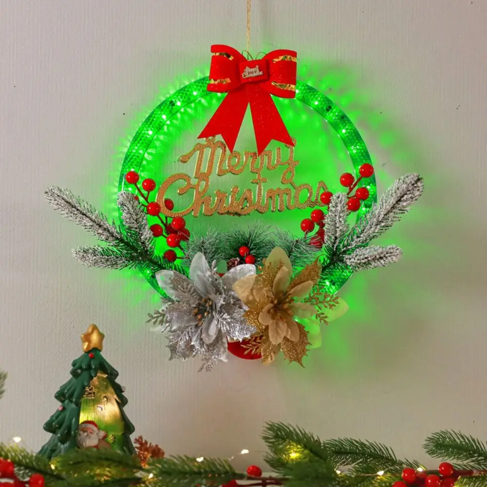 Glowing Christmas Wreath Timer Function Battery/USB Powered Xmas Decorations Hanging Waterproof LED Christmas Decorations Window
