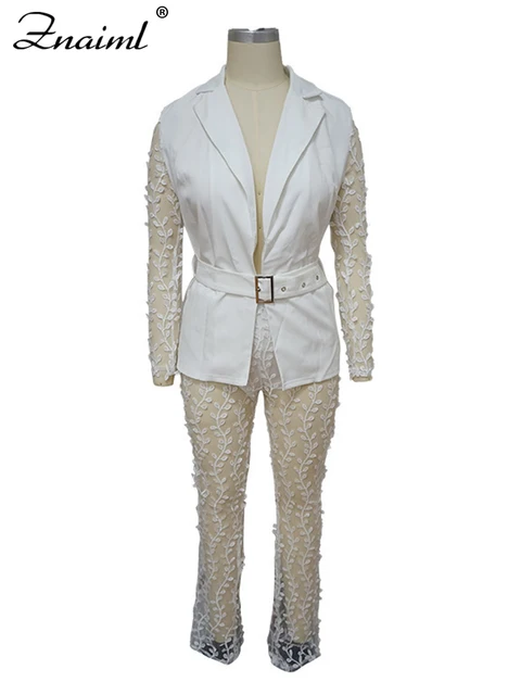 Angelina Mesh Patchwork Sashes Pant Set 4